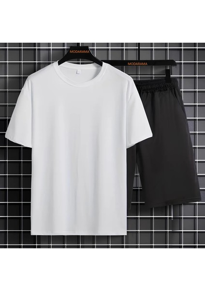 Basic Tişört Şort Takımı - Unısex Oversize Kesim %100 Pamuk Tshirt- Caglisa