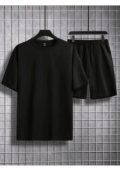 Basic Tişört Şort Takımı - Unısex Oversize Kesim %100 Pamuk Tshirt- Caglisa