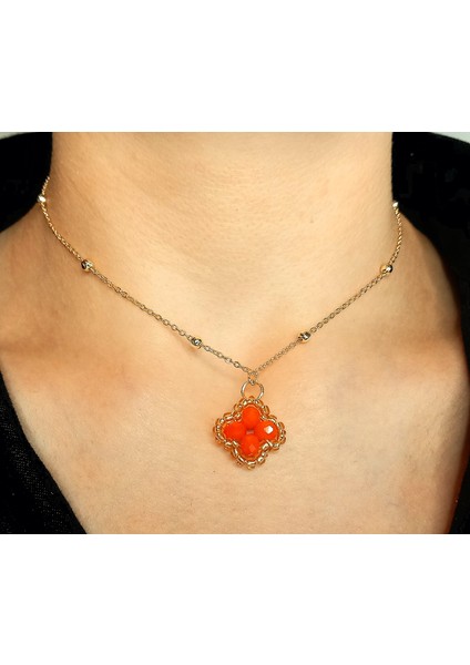 Kristal Taşlı Van Cleef Model Kolye, Altın Kaplama Çift Taraflı Yonca Modeli Kolye, Van Cleef Bijuteri Kolye, Van Cleef Altın Kaplama Kolye, Dört Yapraklı Şans Yonca Kolye