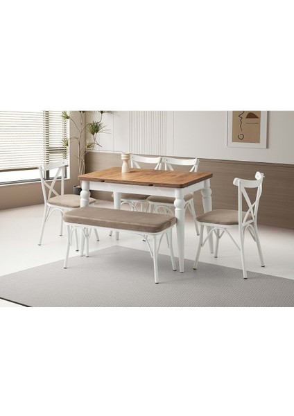 Kahverengi Çapraz Sandalye - Çapraz Bench 110+60 Arda Açılabilir Masa Takımı