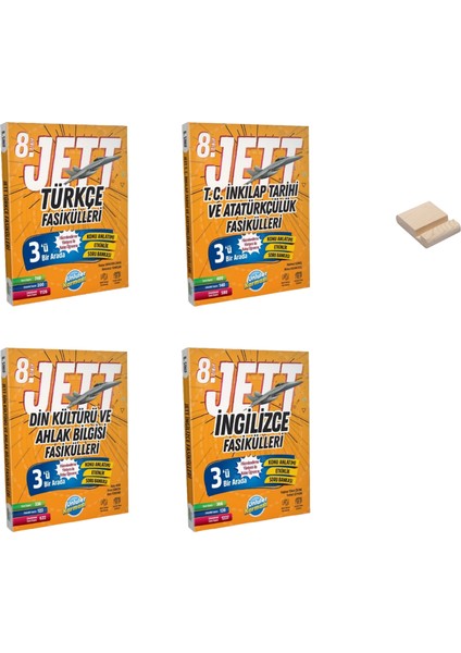 Lgs 8. Sınıf Jett Türkçe Inkılap Din ve Ingilizce Fasikülleri 4lü Set + Telefon Tutucu