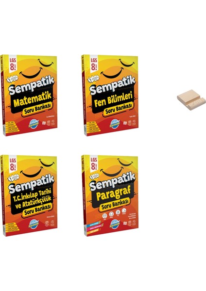 Lgs 8. Sınıf Sempatik Matematik Fen Inkılap ve Paragraf Soru Bankası + Telefon Tutucu 4lü Set