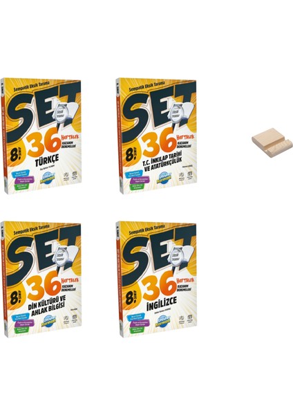 Lgs 8. Sınıf Sempatik Türkçe Inkılap Din ve Ingilizce Haftalık Denemeleri 4lü Set + Telefon Tutucu