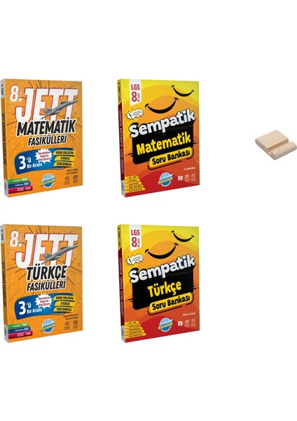 Lgs 8. Sınıf Matematik ve Türkçe Jett Fasiküller ve Soru Bankası + Telefon Tutucu 4lü Set