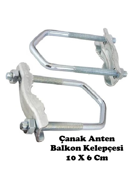 Çanak Anten Balkon Kelepçesi 10 x 6 cm Standart U Şeklinde (2’li Paket)