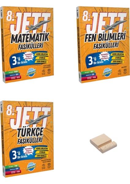 Lgs 8. Sınıf Jett Matematik Fen ve Türkçe Fasikülleri 3lü Set + Telefon Tutucu