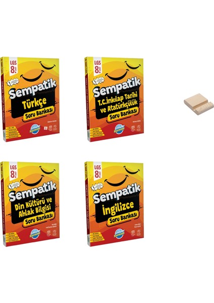 Lgs 8. Sınıf Sempatik Türkçe Inkılap Din ve Ingilizce Soru Bankası + Telefon Tutucu 4lü Set