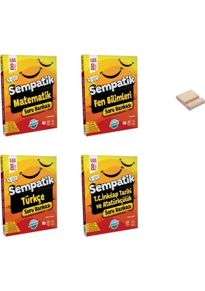 Lgs 8. Sınıf Sempatik Matematik Fen Türkçe ve Inkılap Soru Bankası + Telefon Tutucu 4lü Set