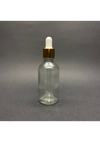 4 Adet 50ML Cam Şeffaf Gold Kapaklı Beyaz Cam Damlalıklı Boş Çok Amaçlı Yağ Esans Şişesi 4X50ML