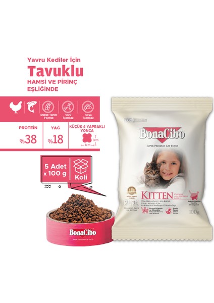 Kitten Tavuklu ve Balıklı Yavru Kedi Maması, 100 gr x 5 Adet, Tüm Irklar Için, Doğal, Şeker Içermez fiyatları
