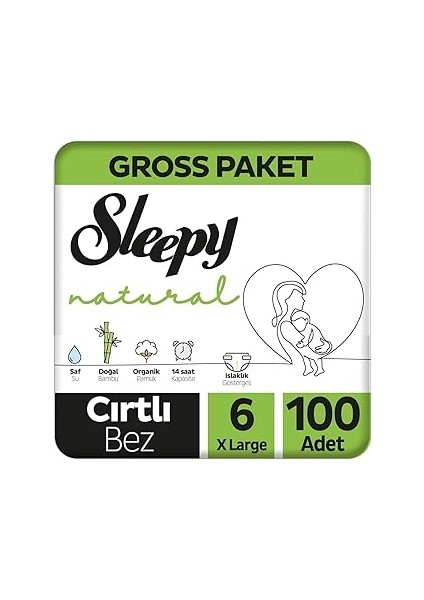 Natural Gross Paket Bebek Bezi 6 Numara Xlarge 100 Adet