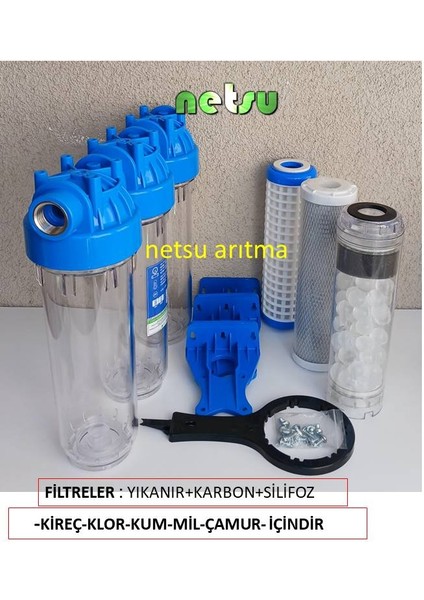 3/4 girişli,Daire,Bina,şebeke Girişi su arıtma cihazı,Filtresi-Yıkanır Filtre ve kabı