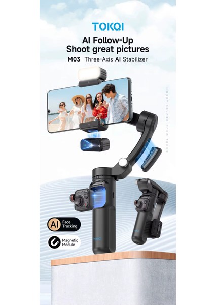 Gimbal Sabitleyici TOKQI LPH113 3 Eksenli Akilli Stabilizatör Siyah fiyatları