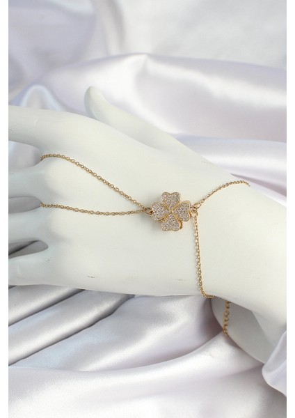 316L Çelik Gold Renk Zincirli Dönen Yonca Figürlü Şahmeran - Lisinya