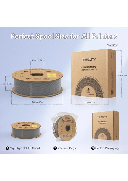 Hyper Petg Gri Filament 1.75MM 1kg - indirimleri