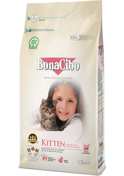 Kitten Tavuklu ve Balıklı Yavru Kedi Maması, 1,5 Kg, Tüm Irklar Için, Doğal, Şeker Içermez