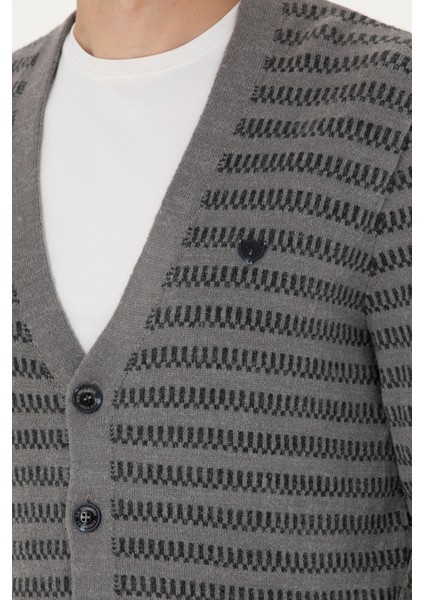 Erkek Gri Melanj Hırka (Triko) 50277109-VR086
