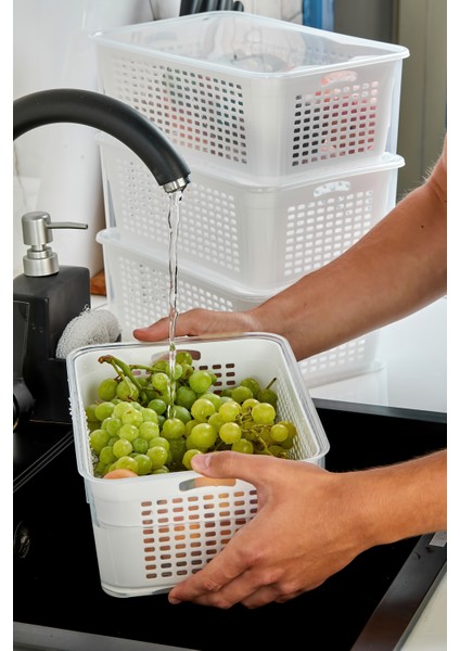 Süzgeçli Buzdolabı Düzenleyici Saklama Kabı 2 Adet 5 Lt modelleri