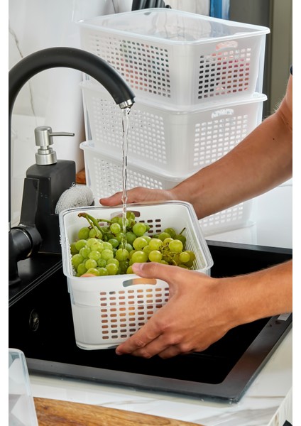 Süzgeçli Buzdolabı Düzenleyici Saklama Kabı 2 Adet 5 Lt indirimleri