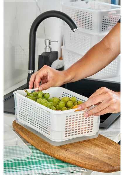 Süzgeçli Buzdolabı Düzenleyici Saklama Kabı 2 Adet 5 Lt