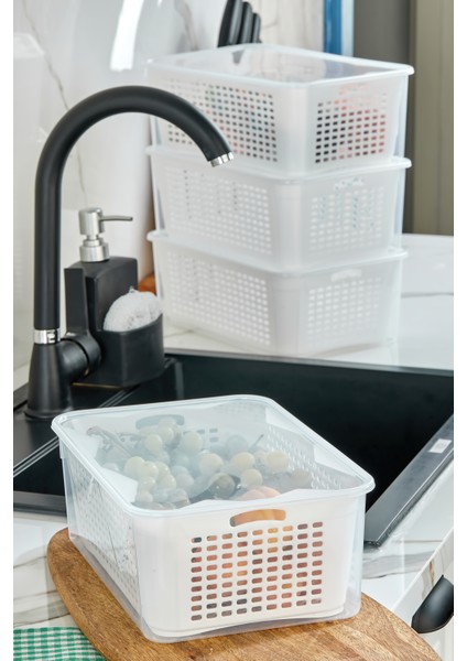 Süzgeçli Buzdolabı Düzenleyici Saklama Kabı 2 Adet 5 Lt