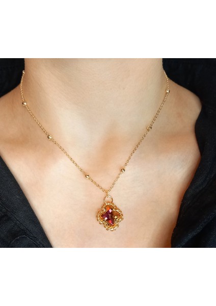 Kristal Taşlı Van Cleef Model Kolye, Altın Kaplama Çift Taraflı Yonca Modeli Kolye, Van Cleef Bijuteri Kolye, Van Cleef Altın Kaplama Kolye, Dört Yapraklı Şans Yonca Kolye