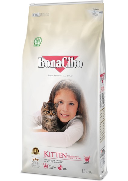 Kitten Tavuklu ve Balıklı Yavru Kedi Maması, 15 Kg, Tüm Irklar Için, Doğal, Şeker Içermez