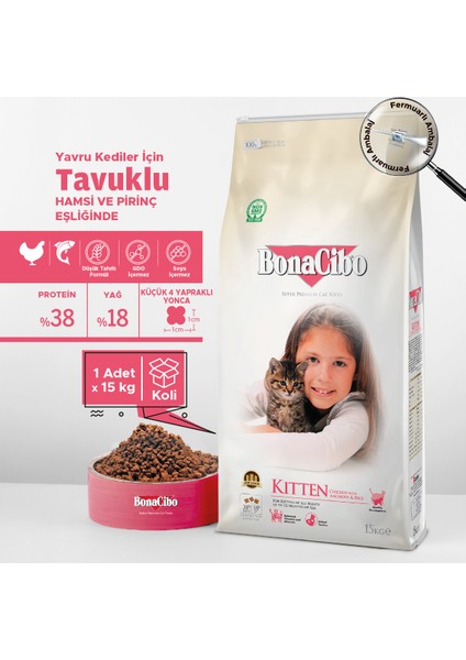 Kitten Tavuklu ve Balıklı Yavru Kedi Maması, 15 Kg, Tüm Irklar Için, Doğal, Şeker Içermez fiyatları