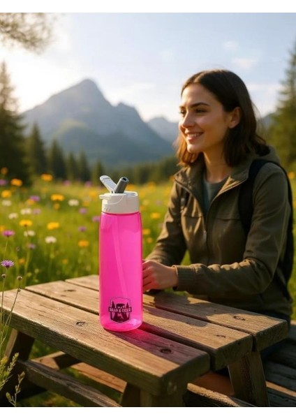 Tritan Oynar Tutacaklı Pembe Şeffaf Plastik Matara 750 ml - MT0005 fiyatları