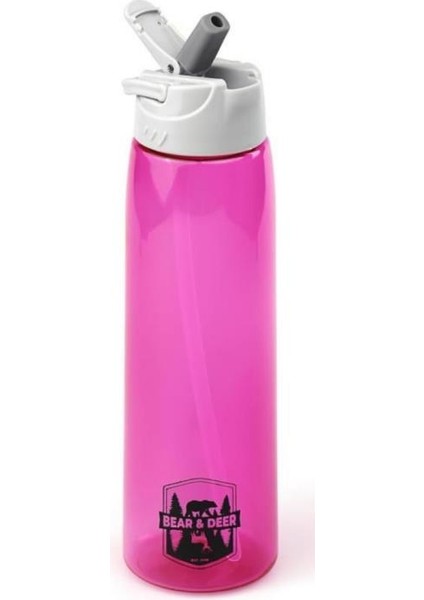 Tritan Oynar Tutacaklı Pembe Şeffaf Plastik Matara 750 ml - MT0005 fırsatları