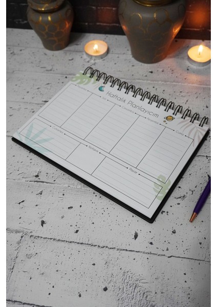 Istanbul Tasarım Siyah Ahşap Plan Defteri - Tarihsiz Ajanda - Haftalık Planlayıcı Defter - A5 modelleri