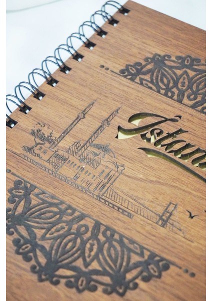 Istanbul Tasarım Ahşap Kapak Plan Defteri - Tarihsiz Ajanda - Günlük Planlama Defteri (Ceviz) A5 modelleri