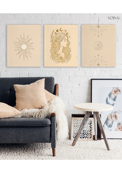 3 Parça Minimalist Mdf Tablo Seti