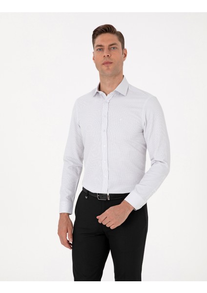 Erkek Koyu Haki Slim Fit Uzun Kollu Gömlek 50315539-VR111