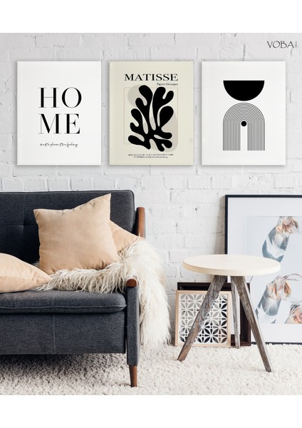 3 Parça Home Yazılı Mdf Tablo Seti