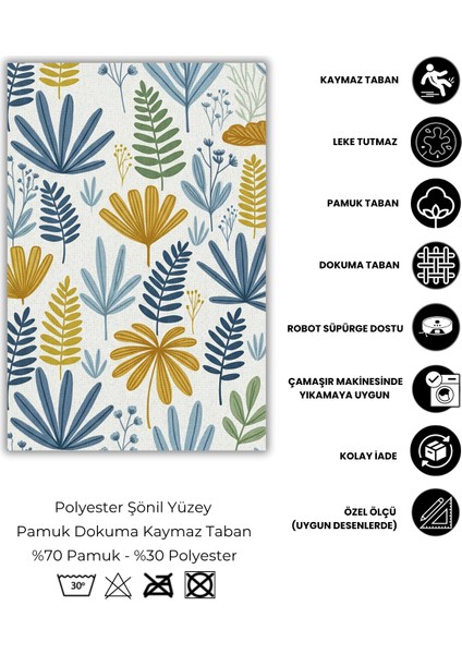 Krem Yaprak Desenli Halı Dijital Baskılı Dokuma Kaymaz Tabanlı Yıkanabilir Çiçekli Antialerjik Genç Odası Halısı fırsatları