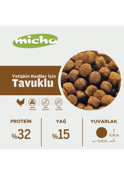 Adult Cat Tavuklu Yetişkin Kedi Maması 3 Kg, Tüm Irklar Için, Doğal, Şeker Içermez modelleri