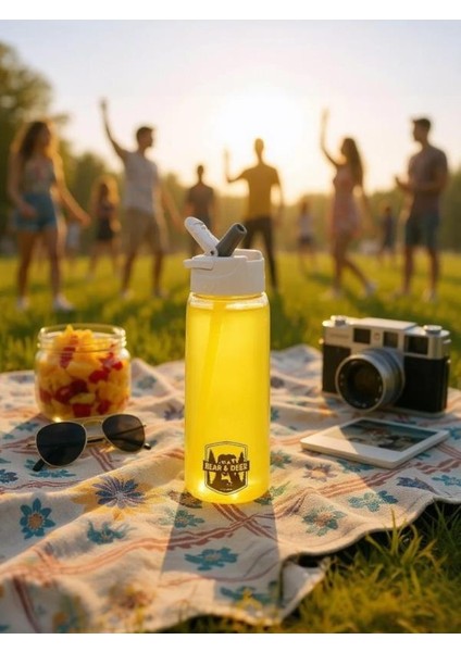 Tritan Oynar Tutacaklı Pastel Sarı Şeffaf Plastik Matara 750 ml - MT0005 modelleri