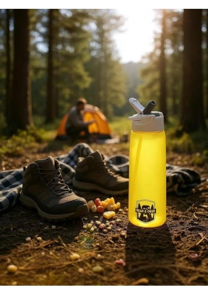 Tritan Oynar Tutacaklı Pastel Sarı Şeffaf Plastik Matara 750 ml - MT0005 fırsatları