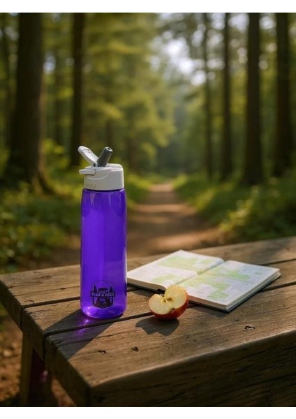 Tritan Oynar Tutacaklı Pastel Mavi Şeffaf Plastik Matara 750 ml - MT0005