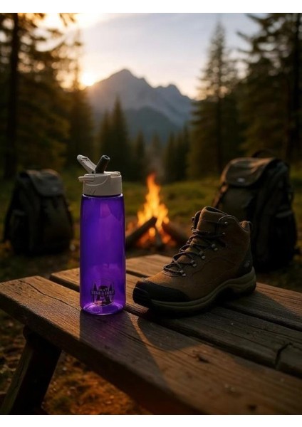 Tritan Oynar Tutacaklı Pastel Mavi Şeffaf Plastik Matara 750 ml - MT0005 fırsatları