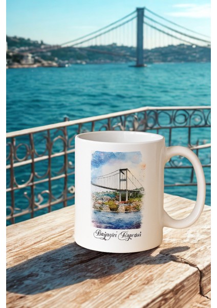3 Lü Paket Boğaziçi Baskılı Porselen Kahve Kupa Bardak indirimleri