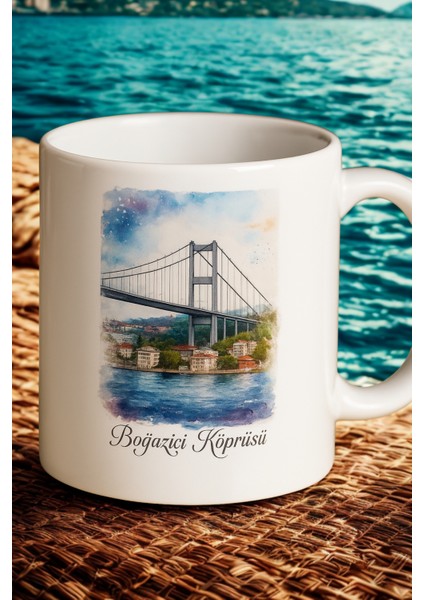 3 Lü Paket Boğaziçi Baskılı Porselen Kahve Kupa Bardak