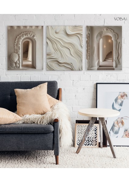 3 Parça Modern Mdf Tablo Seti