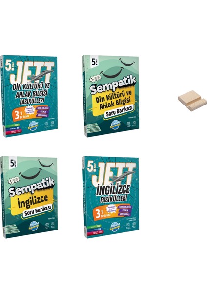5. Sınıf Din Kültürü ve Ingilizce Jett Fasiküller ve Soru Bankası 4lü Set + Telefon Tutucu