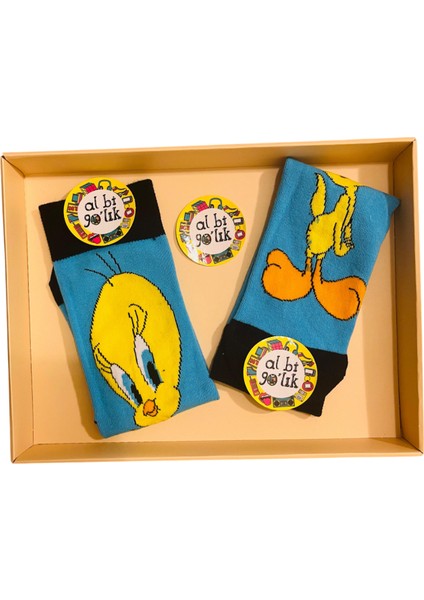 Tweety Desenli Renli Pamuklu Çorap fiyatları