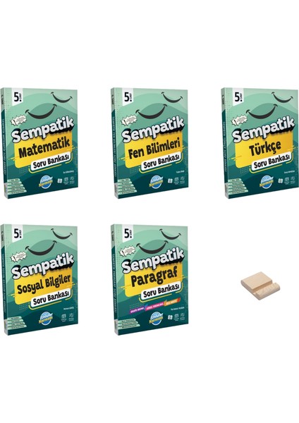 5. Sınıf Sempatik Matematik Fen Türkçe Sosyal ve Paragraf Soru Bankası 5li Set + Telefon Tutucu