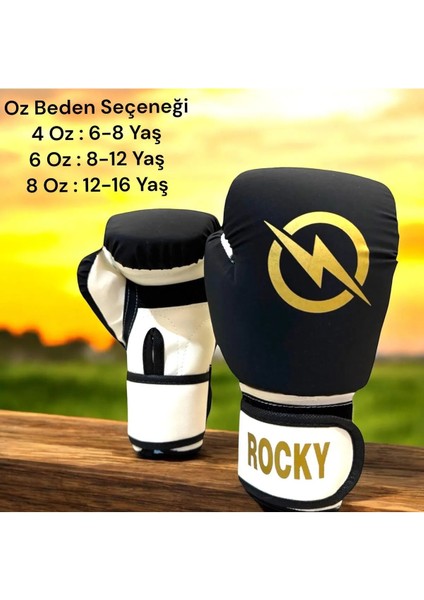 Rocky Çocuk Boks Kicboks Muay Thai Eldiveni 4-6-8 Oz Junior Kidz Boks Eldiveni Atlama Ipi Dişlik ve Bandaj Seti 3,5 M modelleri