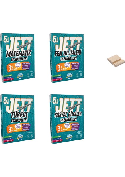 5. Sınıf Jett Matematik Fen Türkçe ve Sosyal Fasikülleri 4lü Set + Telefon Tutucu