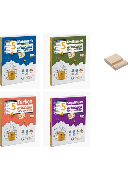 5. Sınıf Matematik Fen Bilimleri Türkçe ve Sosyal Etkinlikli Soru Bankası 4lü Set + Telefon Tutucu